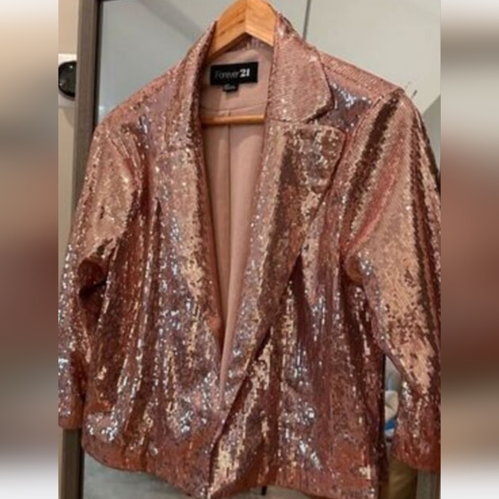 Forever 21‎ Rose Gold Open Front Draped Cardigan Size Small
